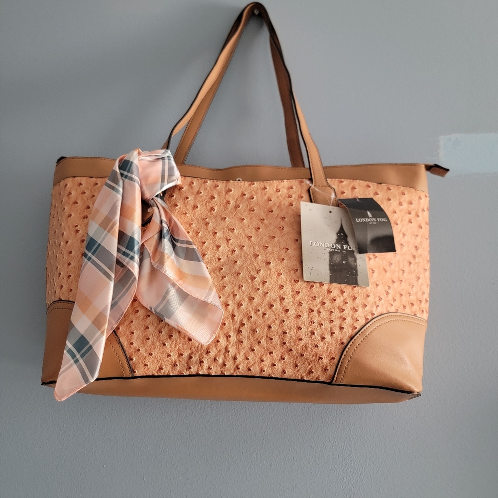 London Fog Ostrich Faux Leather Women's Tote Bag